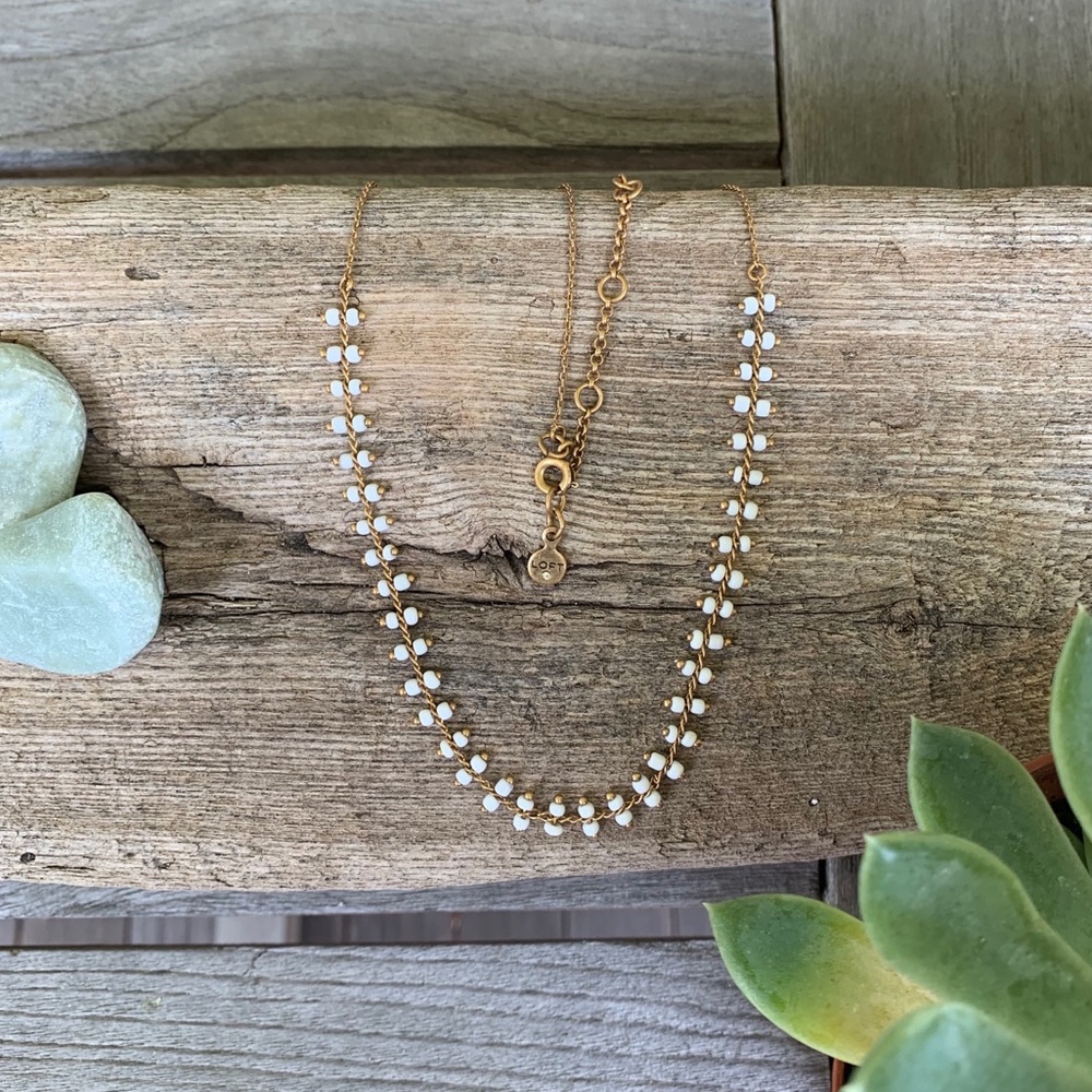 Loft dainty white bead chain